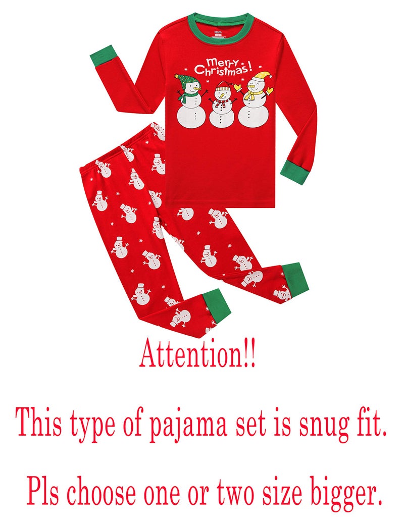 KikizYe Little Girls Boys Long Sleeve Christmas Pajamas Sets 100% Cotton Snowman Pyjamas Toddler Kids Pjs Size 4T - Image 2